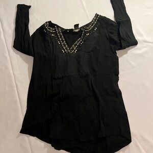 Lucky Brand:  Black Tunic with Details — Size S